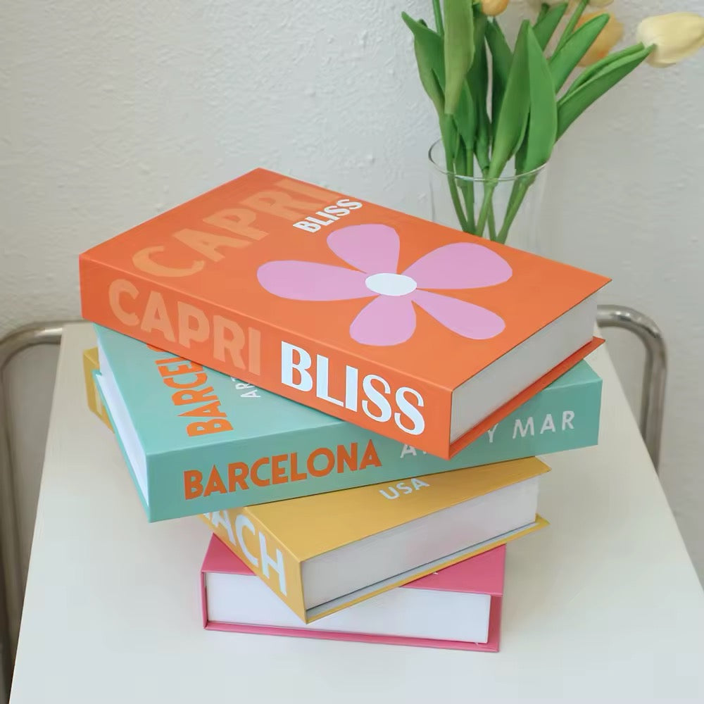 Open storage box revealing empty space inside the fake book, perfect for hiding items.