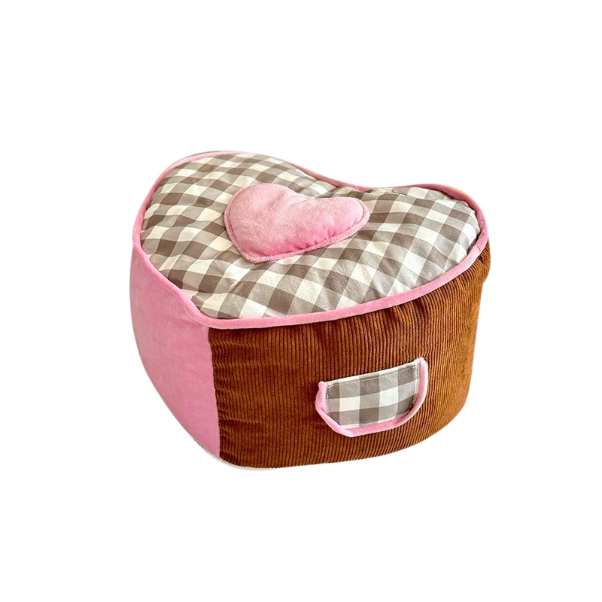 Cute gingham plaid heart cushion perfect for Canadian college dorms