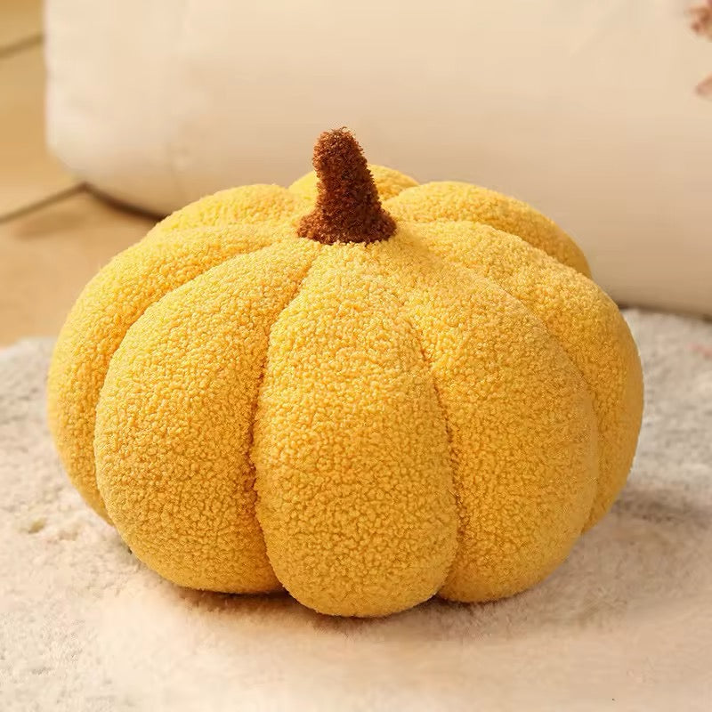 Soft Girl Room Pillow – Yellow White Pumpkin Plushie