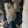 Grunge fashion crochet sweater with unique spider web pattern