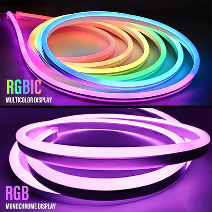 Vibrant LED lights with squiggle neon rope design, perfect for Y2K enthusiasts.