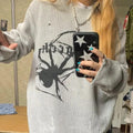 Steampunk goth hoodie with a striking spider motif, unisex fit