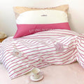 Striped Cotton Duvet Cover – Part of Rose Girl Four-Piece Bedding Set, Perfect for Soft Girl Room Decor and Bedroom Decoration