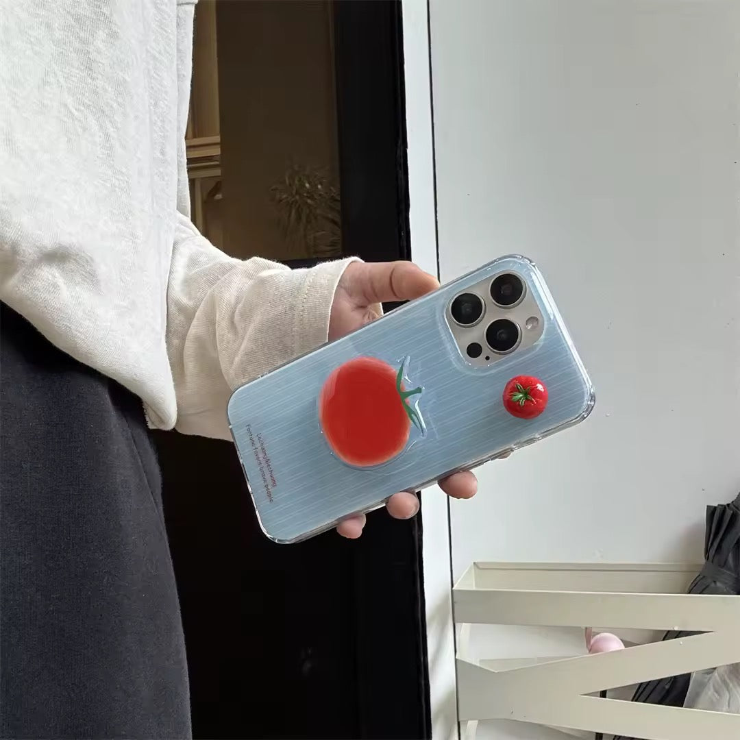 Y2K aesthetic tech accessory with tomato pop grip.