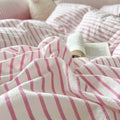 Striped Pink Duvet Cover in Soft Cotton