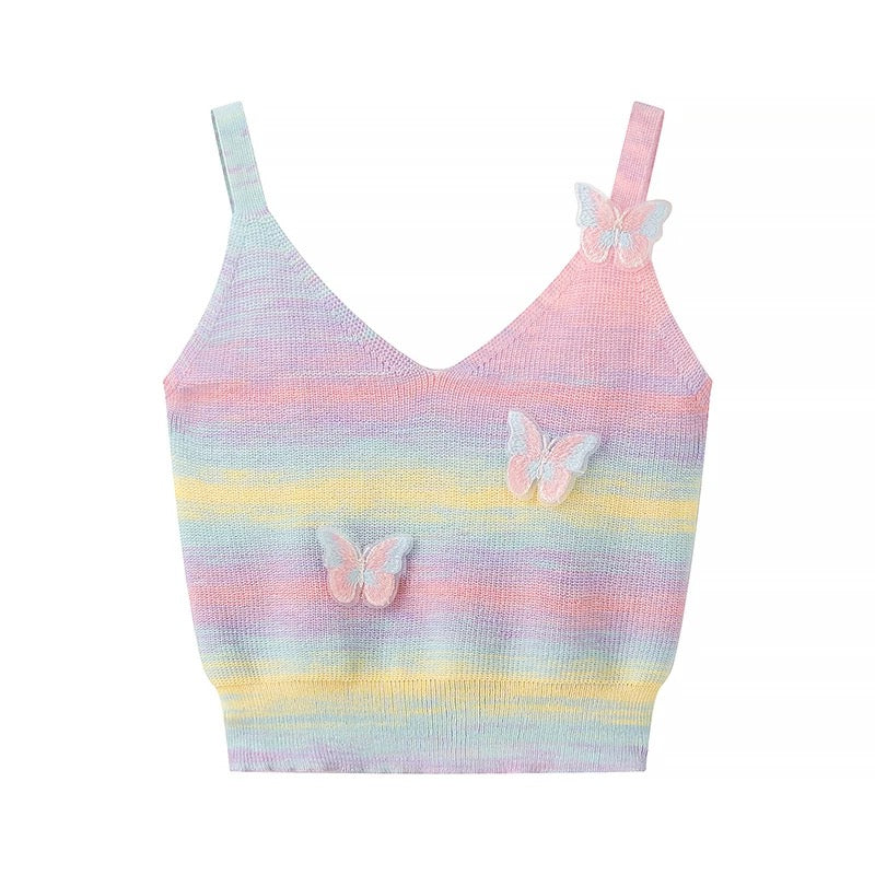 Summer Fairycore Crop Top - Lightweight, sleeveless knitwear with charm