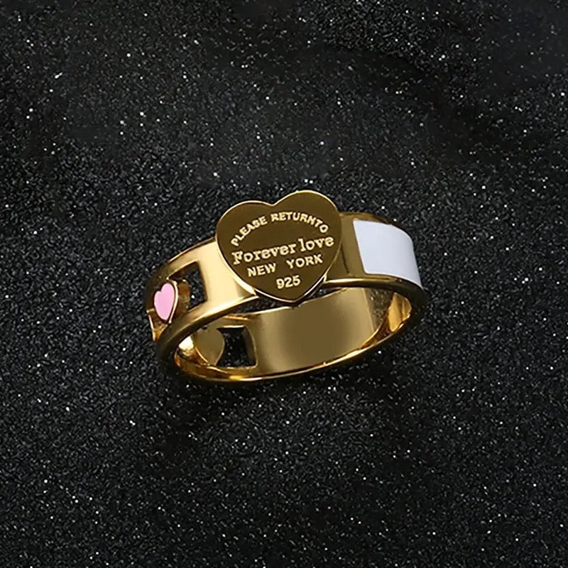 Tiffany-style heart ring in rose gold for women