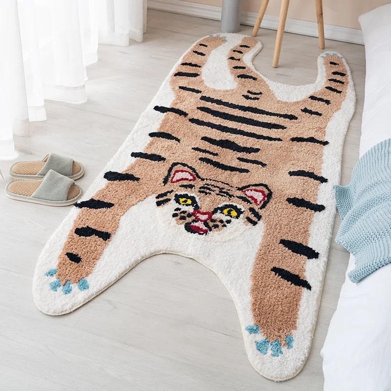 Tiger rug with soft plush material for bedroom decor