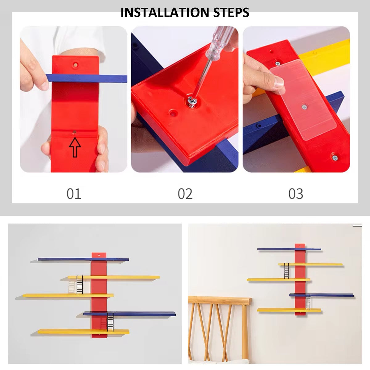 Painted toy display stand for home or office