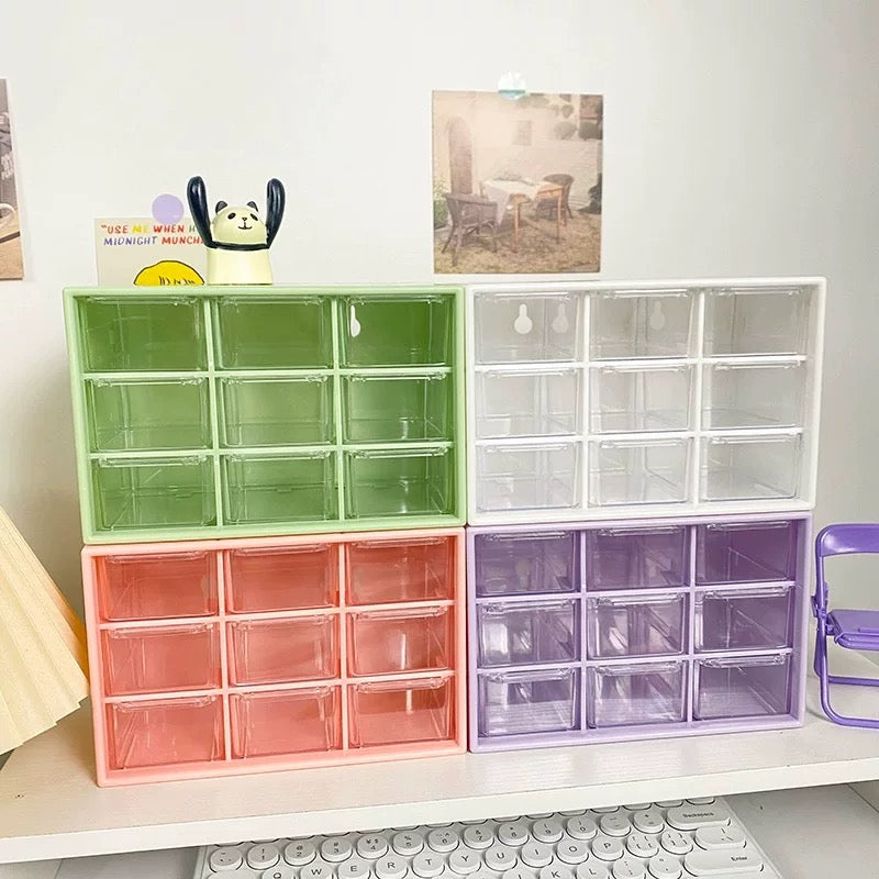 Transparent desktop storage box with drawers for aesthetic decor