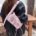 Soft Girl Pink Bow Plaid Bag for School