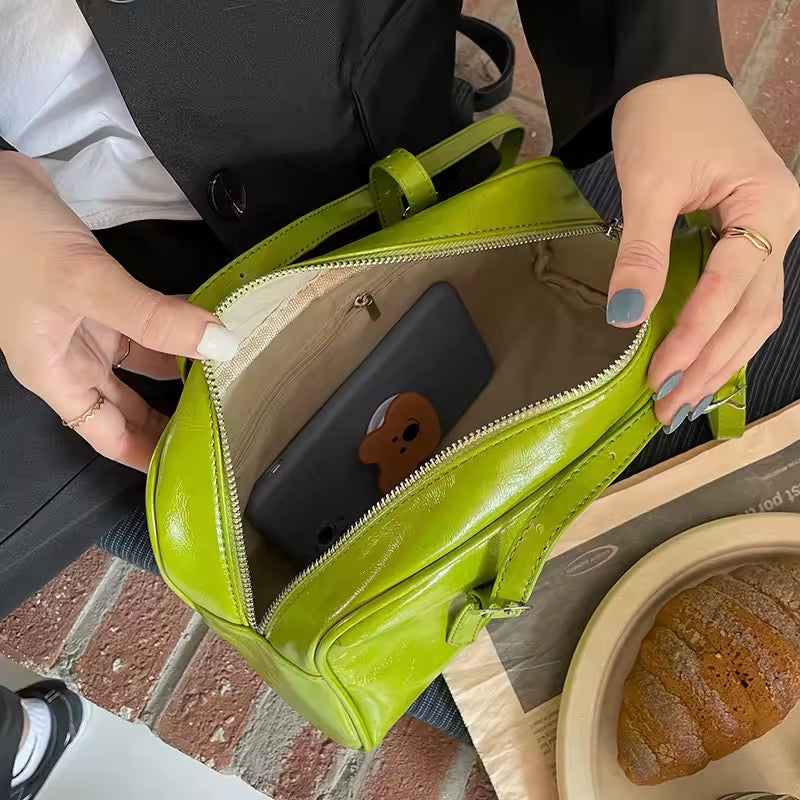 Leather Y2K Shoulder Bag – Trendy Lime Green Purse – The Feelz