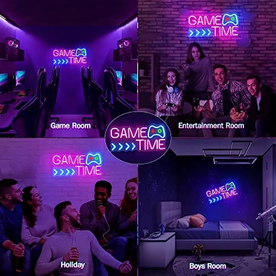 GAME TIME LED Neon Sign - Neon Game Room Wall Decor