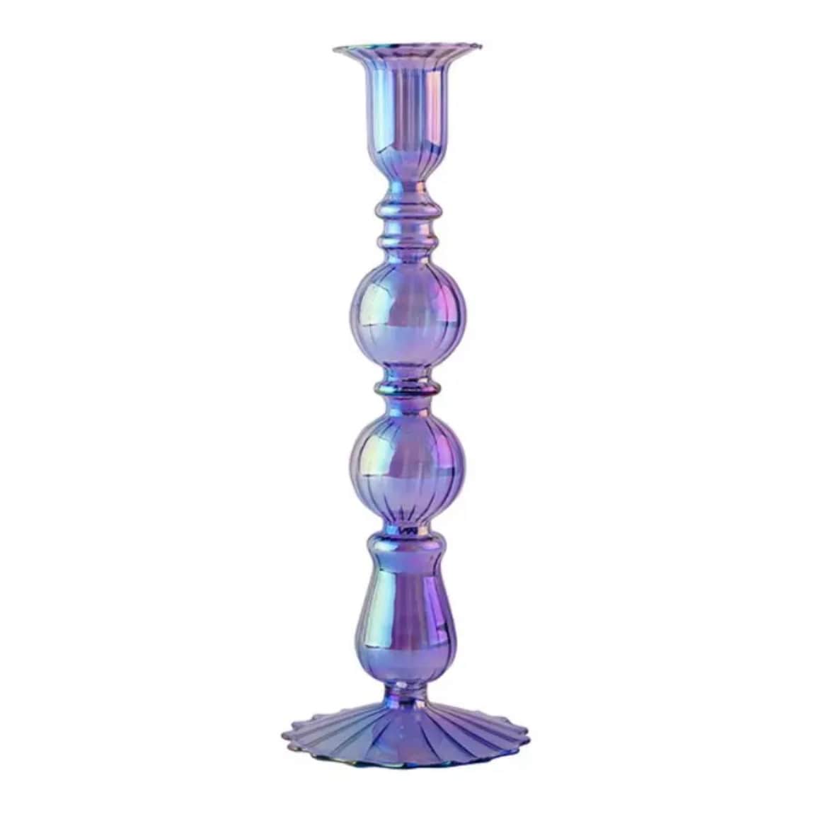 Versatile Purple Glass Vase Candle Holder – Modern and Elegant Design