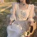 Victorian-inspired baroque white midi dress