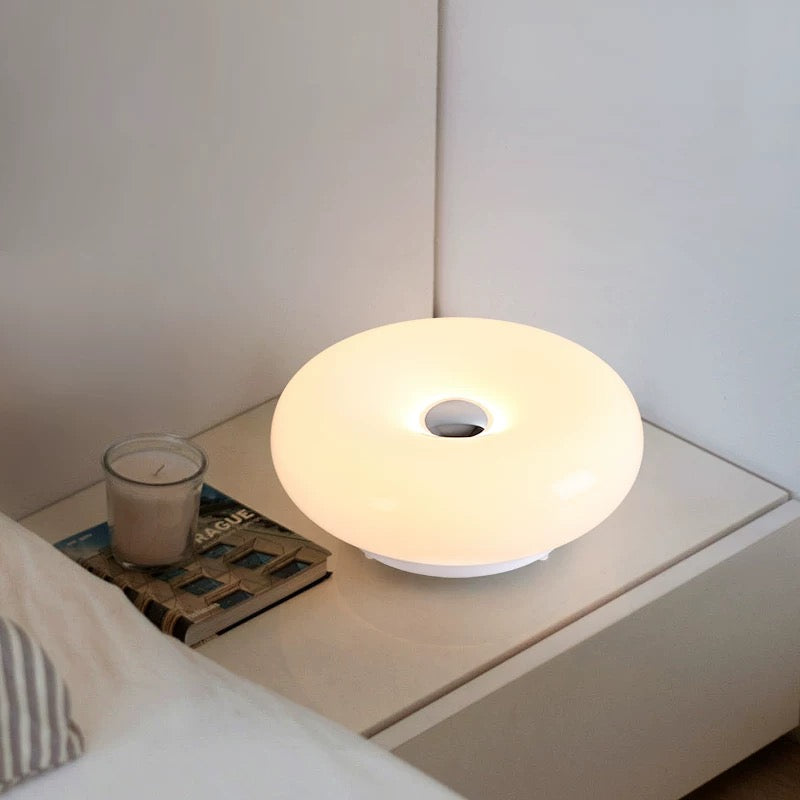 Vintage LED table lamp with orange glass and USB power