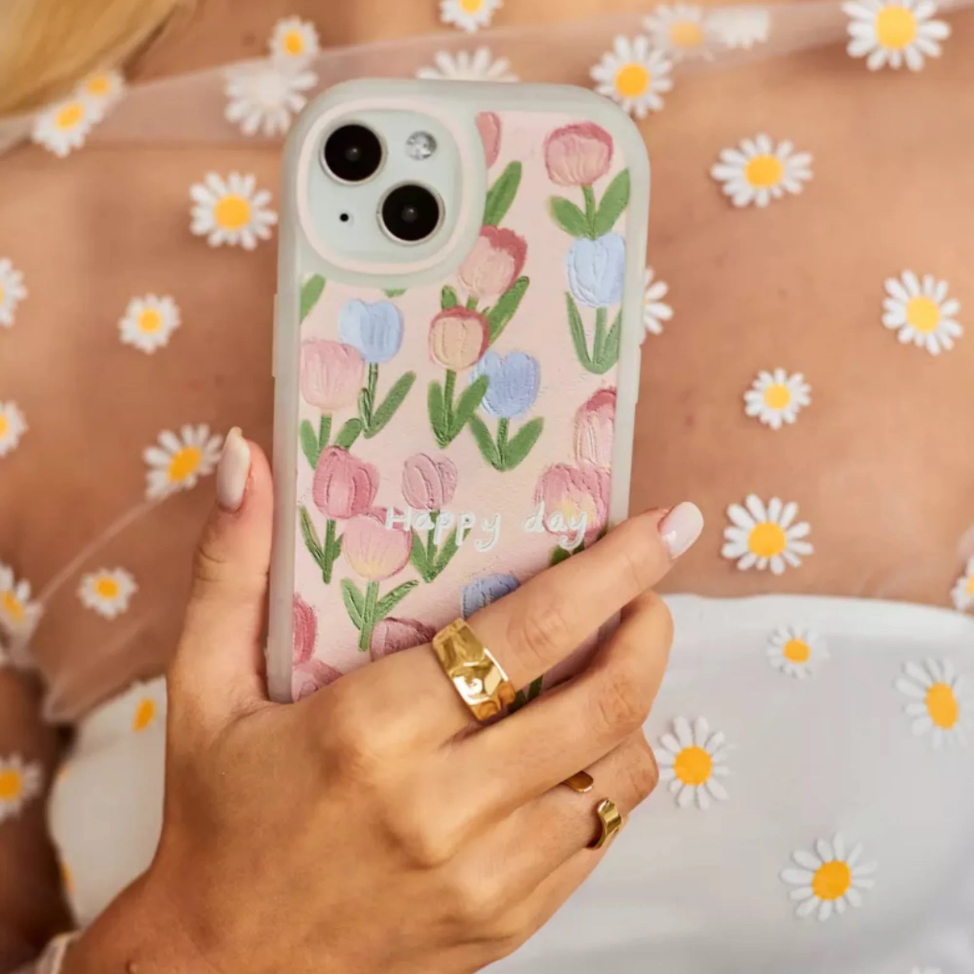Vintage Flower Painting iPhone Case – Pink Design