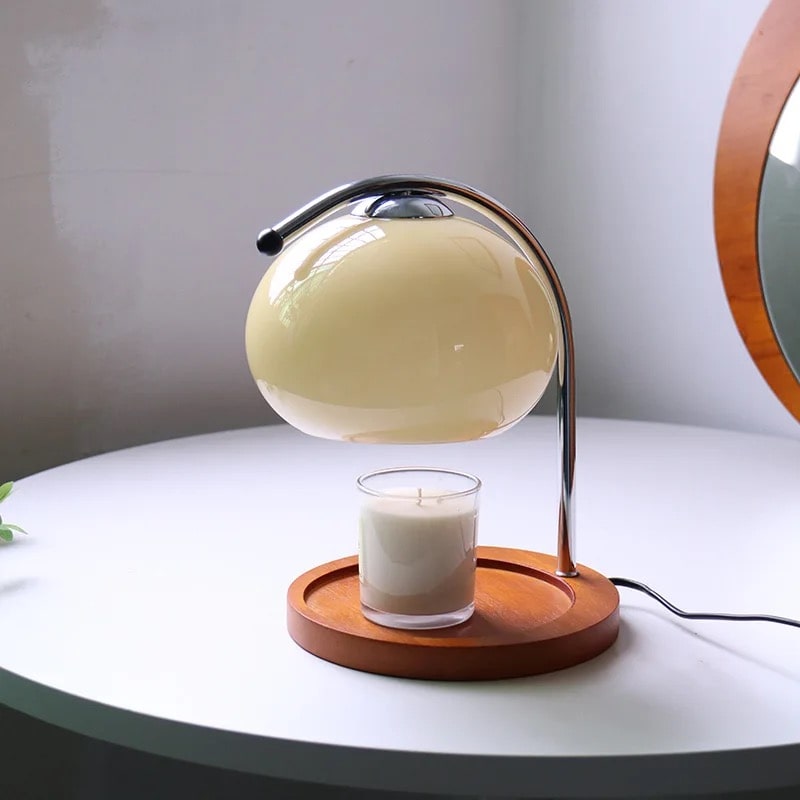 Retro Bauhaus Lamp – Glass Table Lamp with Aromatherapy Candle Holder