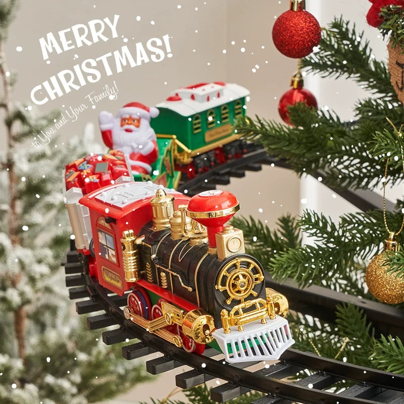 Electric Christmas Tree Train Set - Light Vintage Holiday Decor
