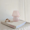 Vintage glass mushroom table lamp with LED ambient light