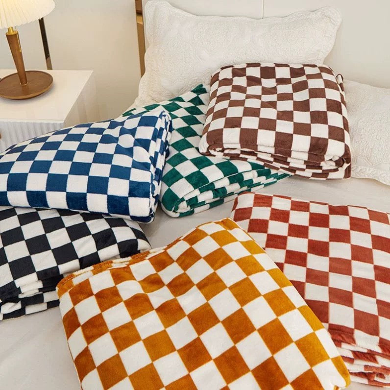 Checkered flannel throw blanket, perfect for rustic home decor