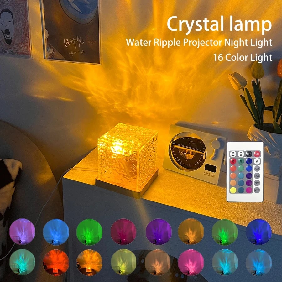 Crystal Projector Table Lamp for Aesthetic Bedroom Decor