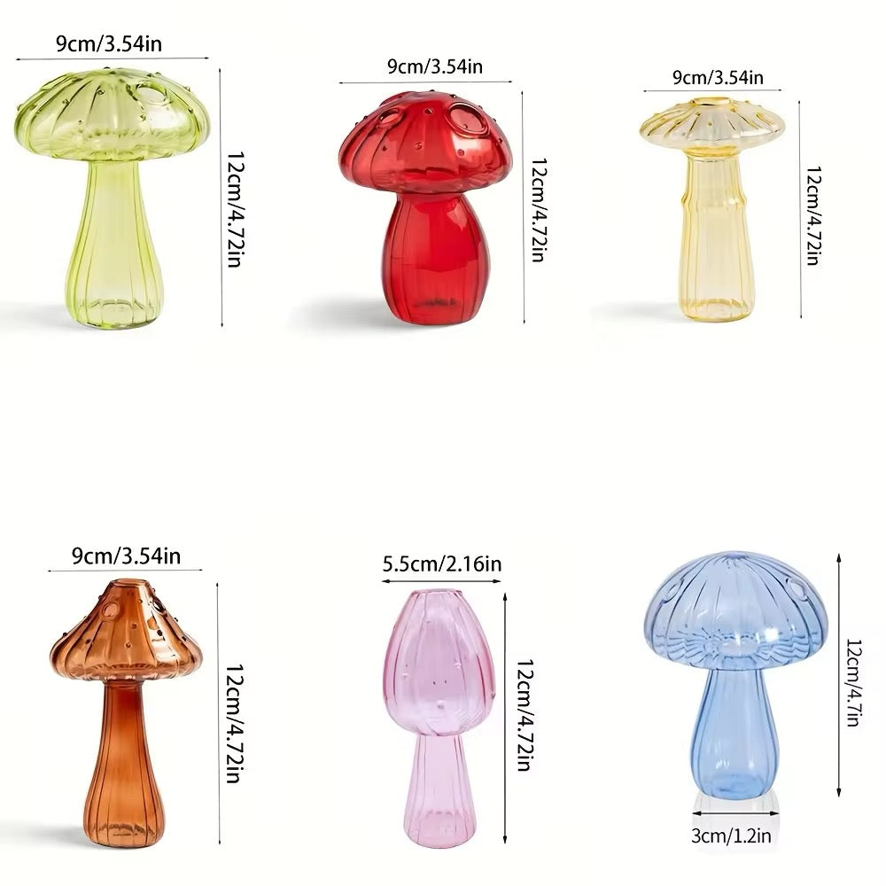 Decorative Glass Mushroom Bud Vase in Cute Design