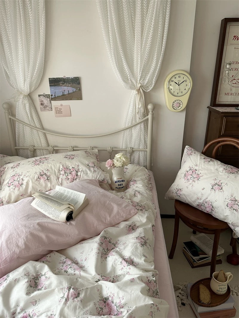 French country floral bedding with timeless rose print bringing elegant charm and comfortable everyday sleep experience home.