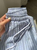 Wide-leg striped lounge pants for women, perfect for pairing with sweaters