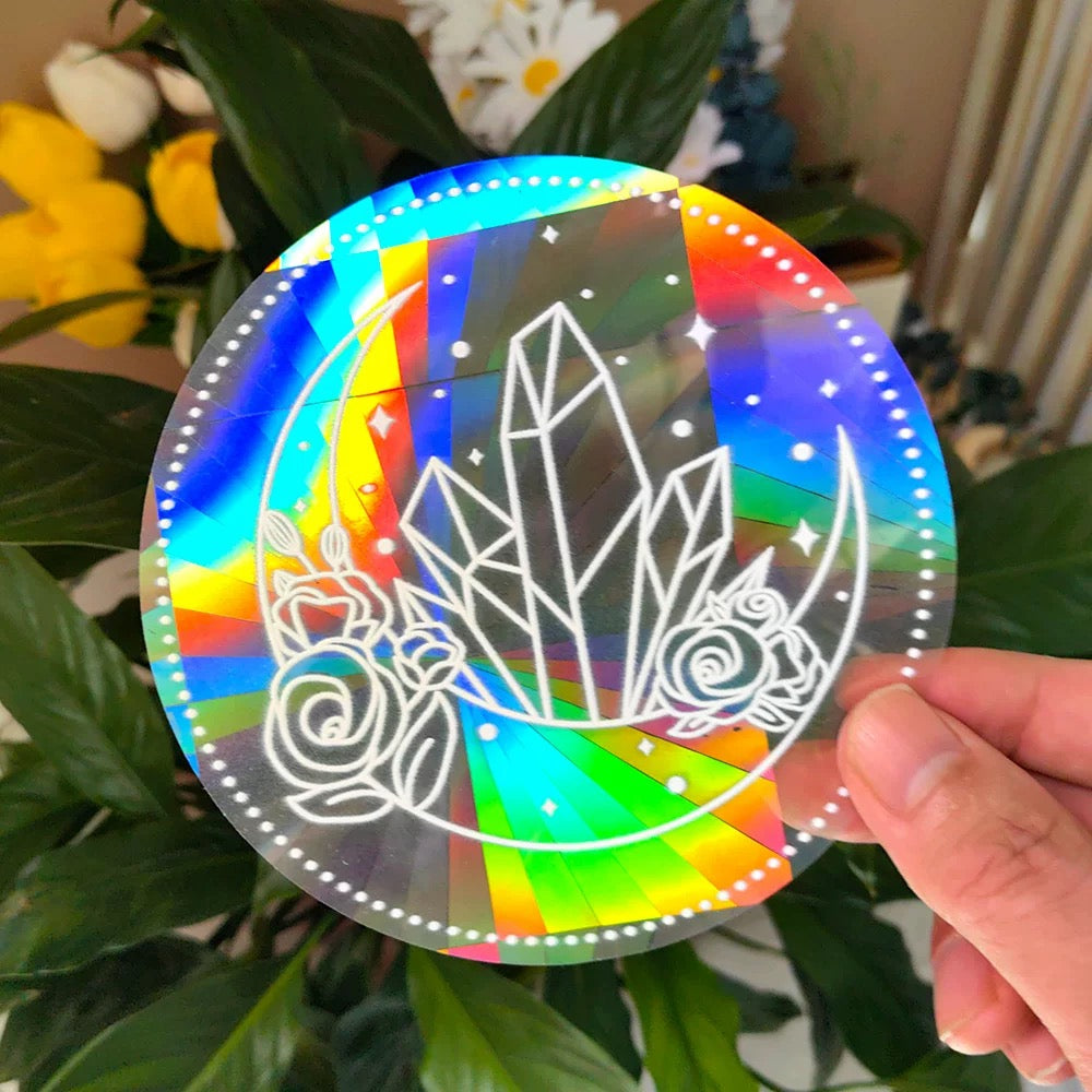 Boho rainbow prism sticker for sunlight reflections
