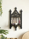 Gothic shelf with cathedral window design