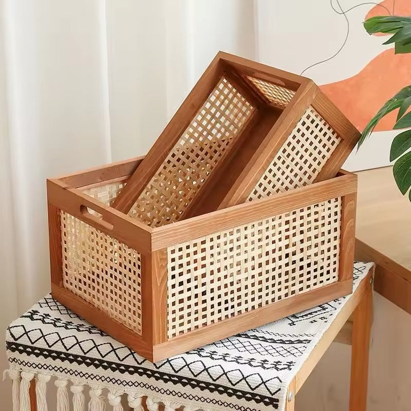 Rustic Wooden Storage Basket – Perfect for Home and Office Decor