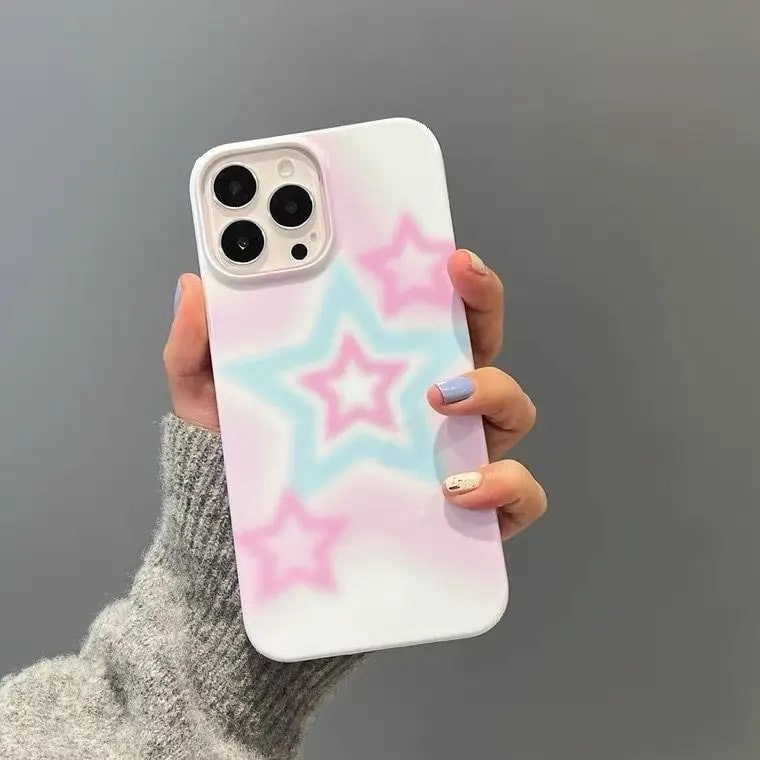 Y2K Aesthetic Phone Cover in pink and blue gradient with star details