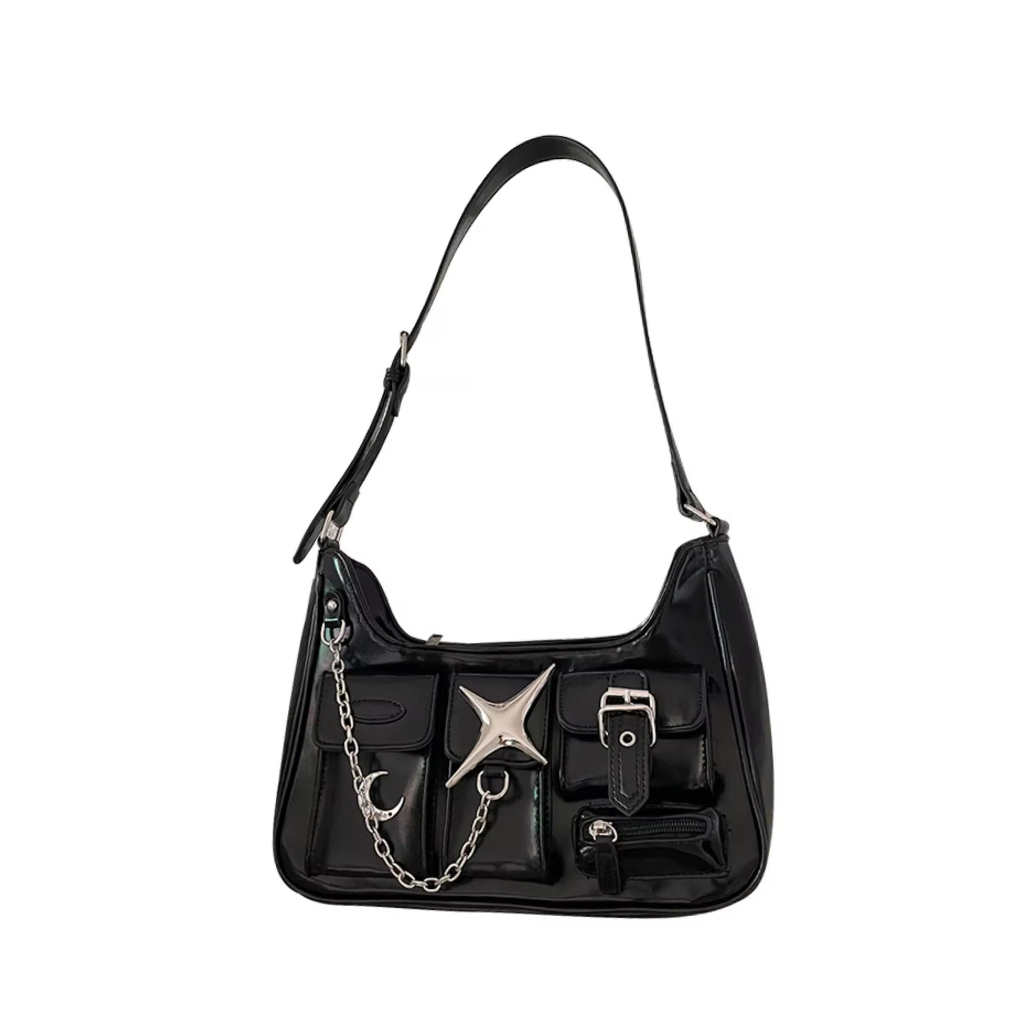 Grunge Y2K Crossbody Tas Esthetische Japanse Messenger Bag Harajuku Gothic Portemonnee Hippie Alt Preppy Stuff, Zwart, Medium Grunge Y2K Crossbody Tas Esthetische Japanse Messenger Bag Harajuku Gothic Portemonnee Hippie Alt Preppy Stuff, Zwart, Medium