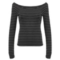 Y2K striped long sleeve top perfect for grunge outfits