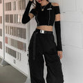 Long sleeve gothic crop top for summer fashion