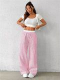 Y2K aesthetic pink striped wide-leg pajama pants for women